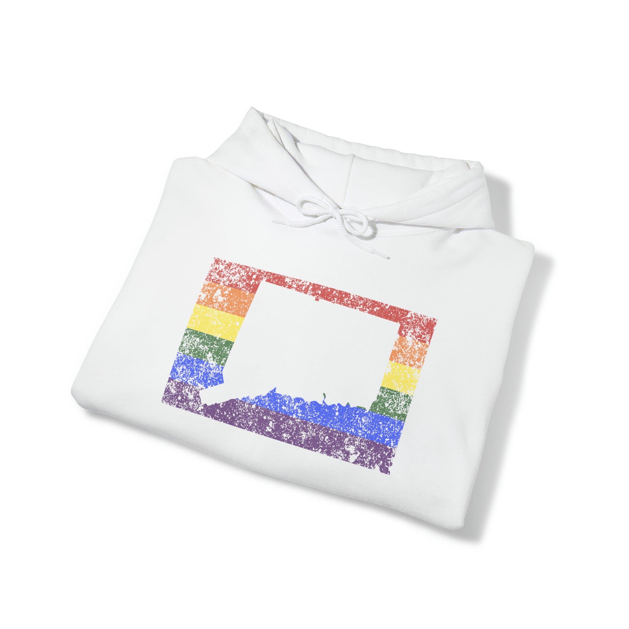 Connecticut Pride Flag Hoodie: Rainbow LGBTQ+ State Silhouette Distressed Hooded Sweatshirt
