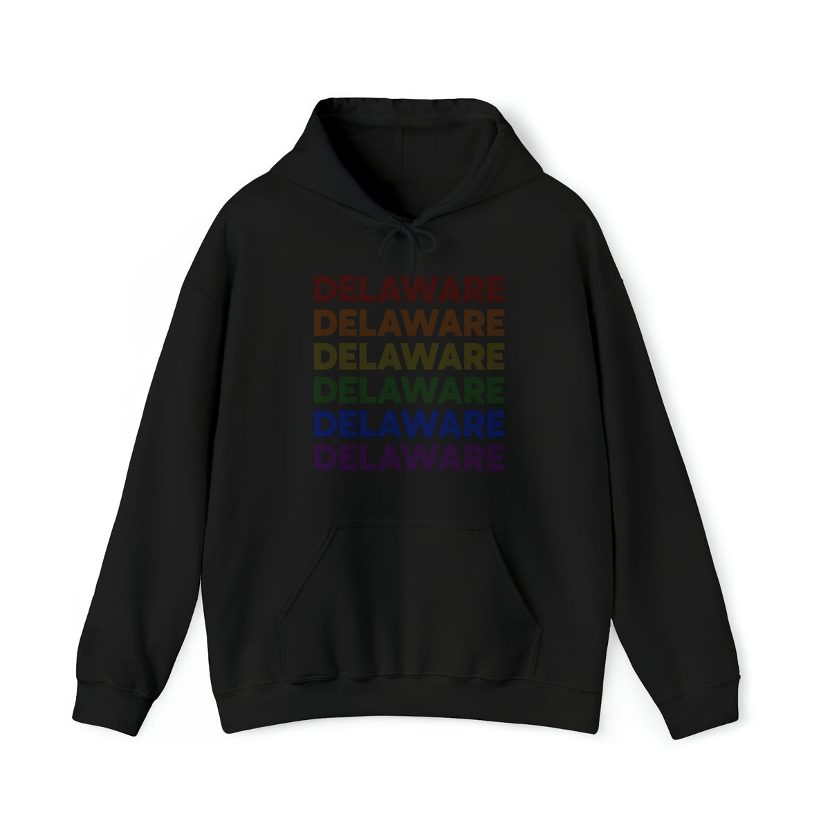 Delaware LGBTQ+ Pride Flag, Faded Black Hoodie