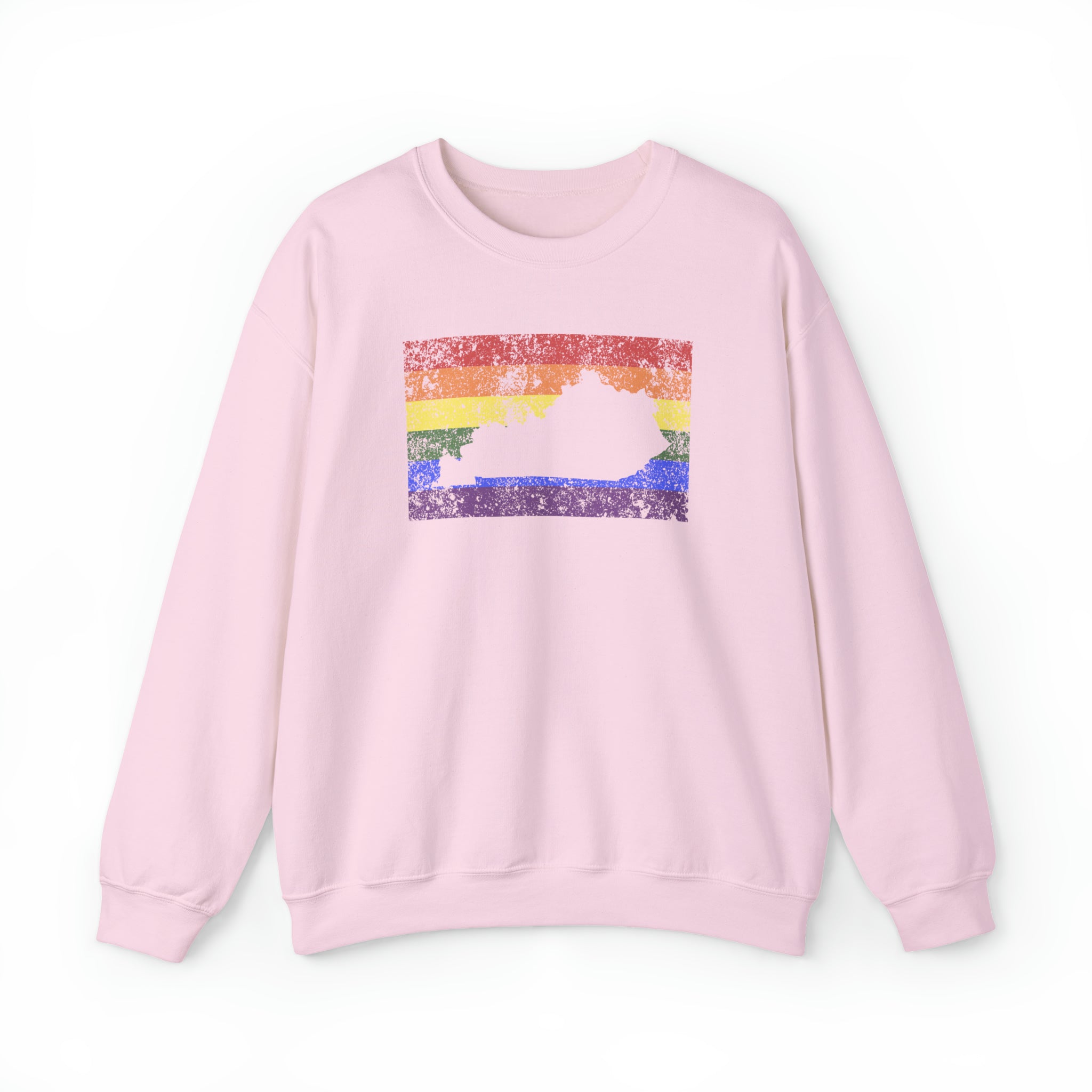 Kentucky Pride Flag Sweater: Rainbow LGBTQ+ State Silhouette Distressed Sweatshirt