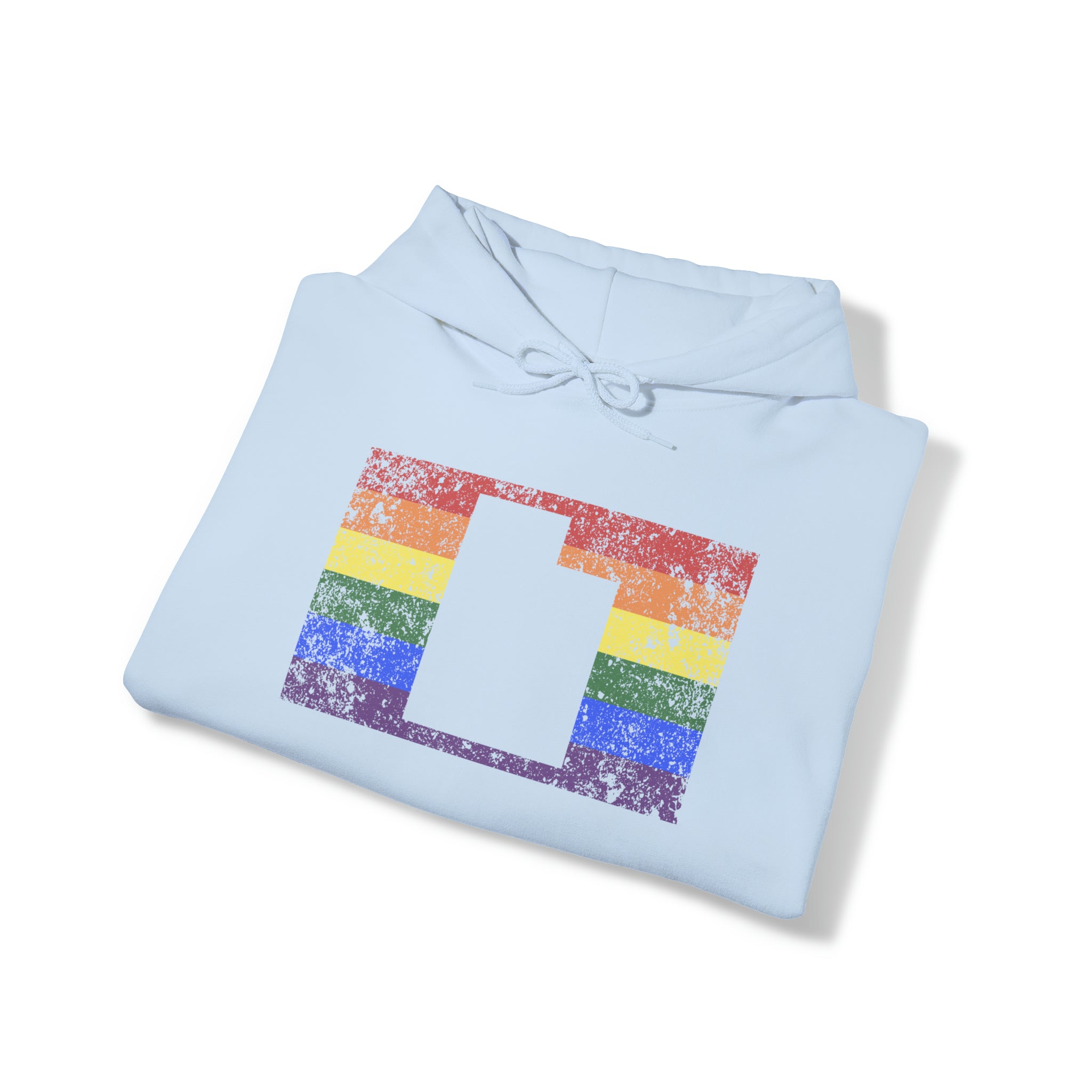 Utah Pride Flag Hoodie: Rainbow LGBTQ+ State Silhouette Distressed Hooded Sweatshirt