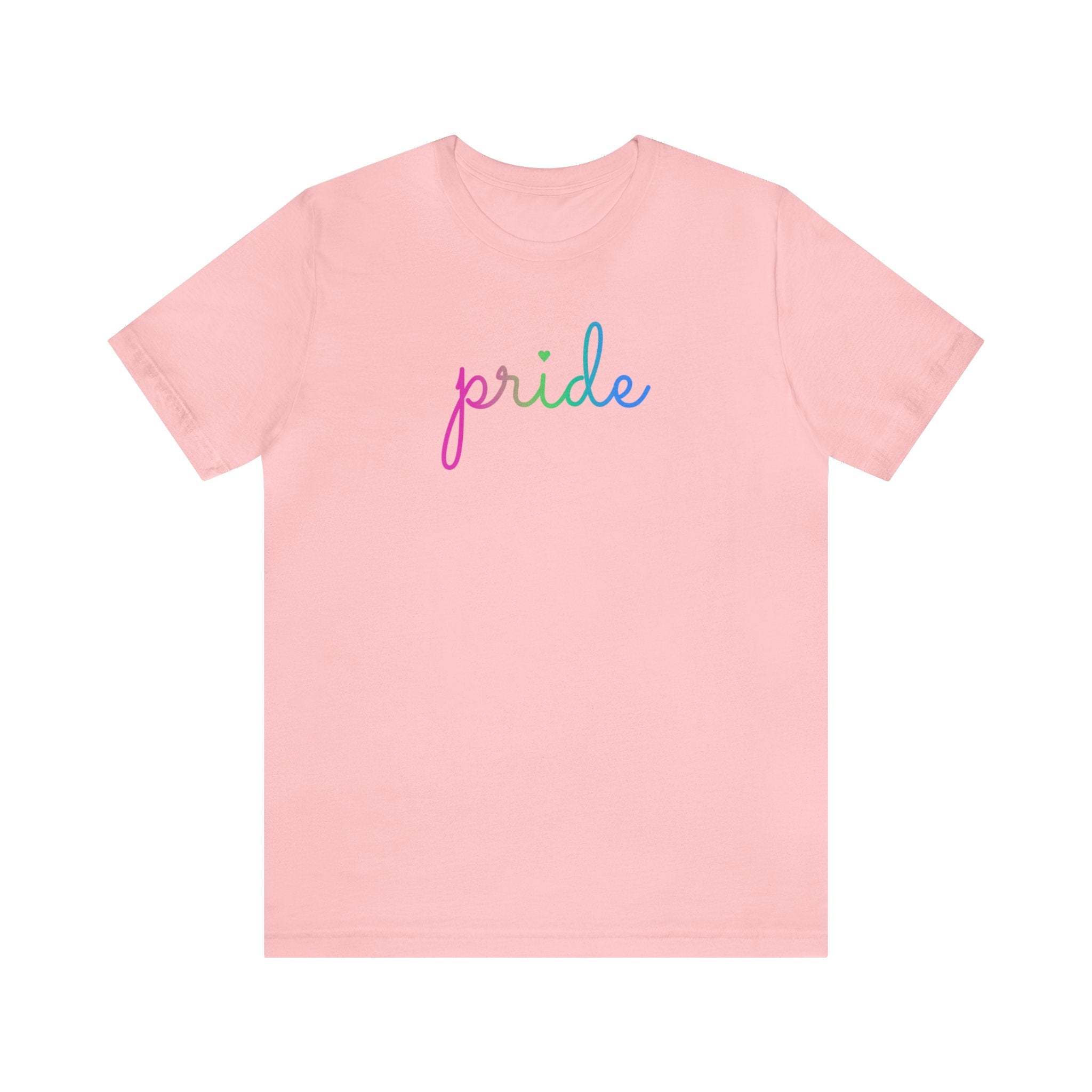 Polysexual Pride T-Shirt: Flowing Cursive 'Pride' in Gradient Hues