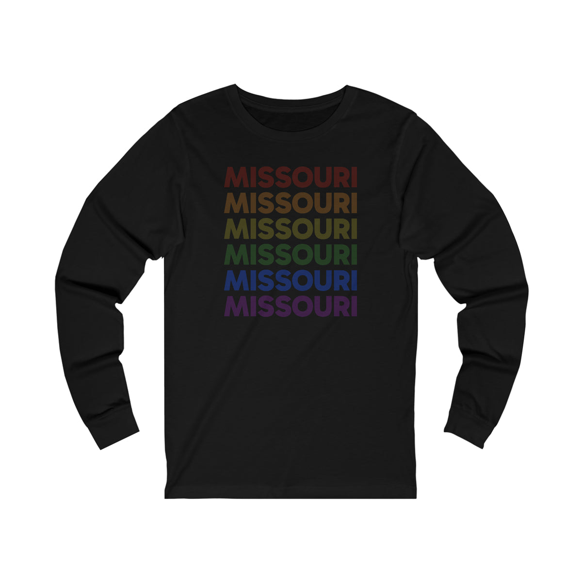 Missouri LGBTQ+ Pride Flag, Faded Black Long Sleeve Tee