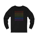 Missouri LGBTQ+ Pride Flag, Faded Black Long Sleeve Tee