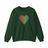 Pansexual Heart Lines Sweater: Pride Gradient Sweatshirt