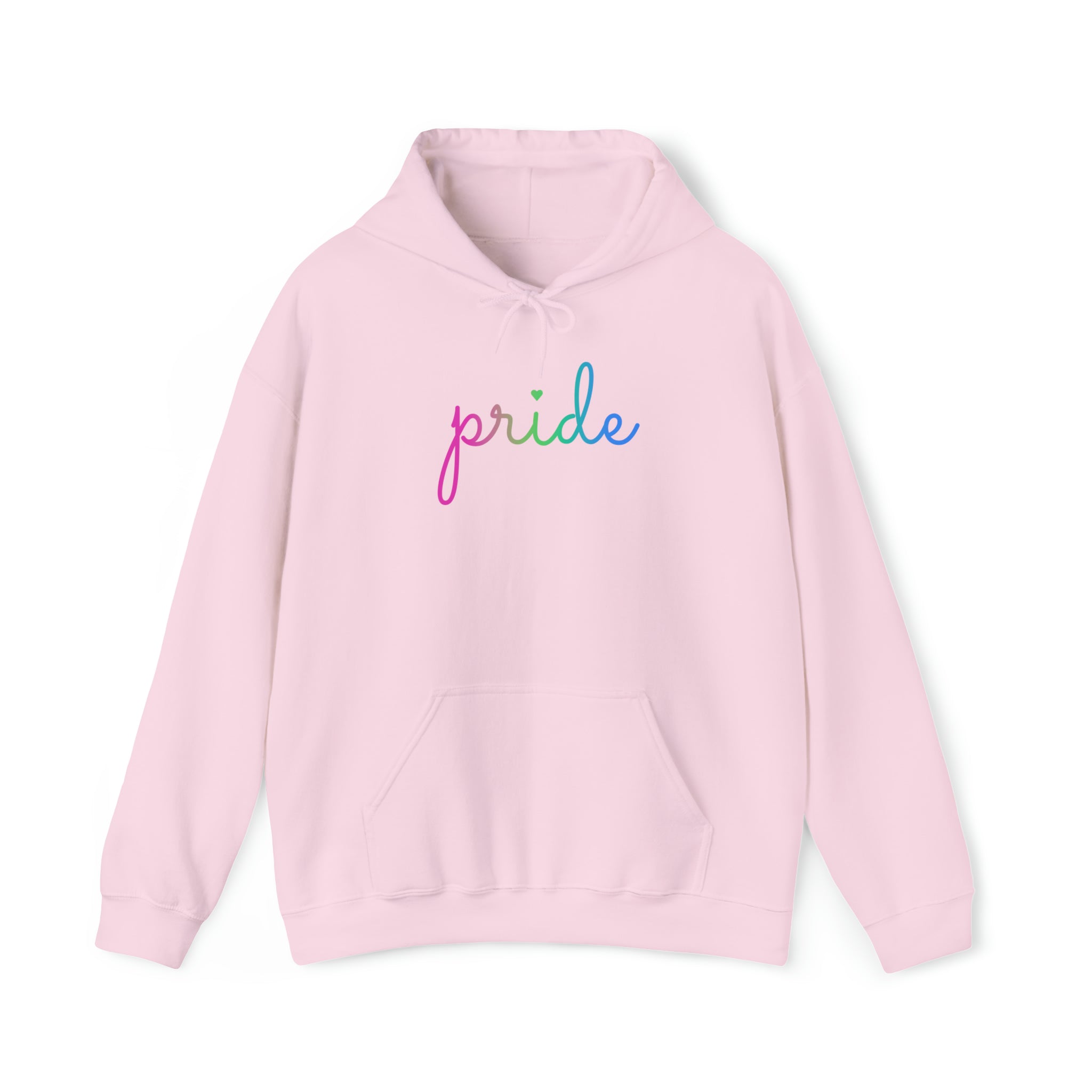 Polysexual Pride Hoodie: Flowing Cursive 'Pride' in Gradient Hues
