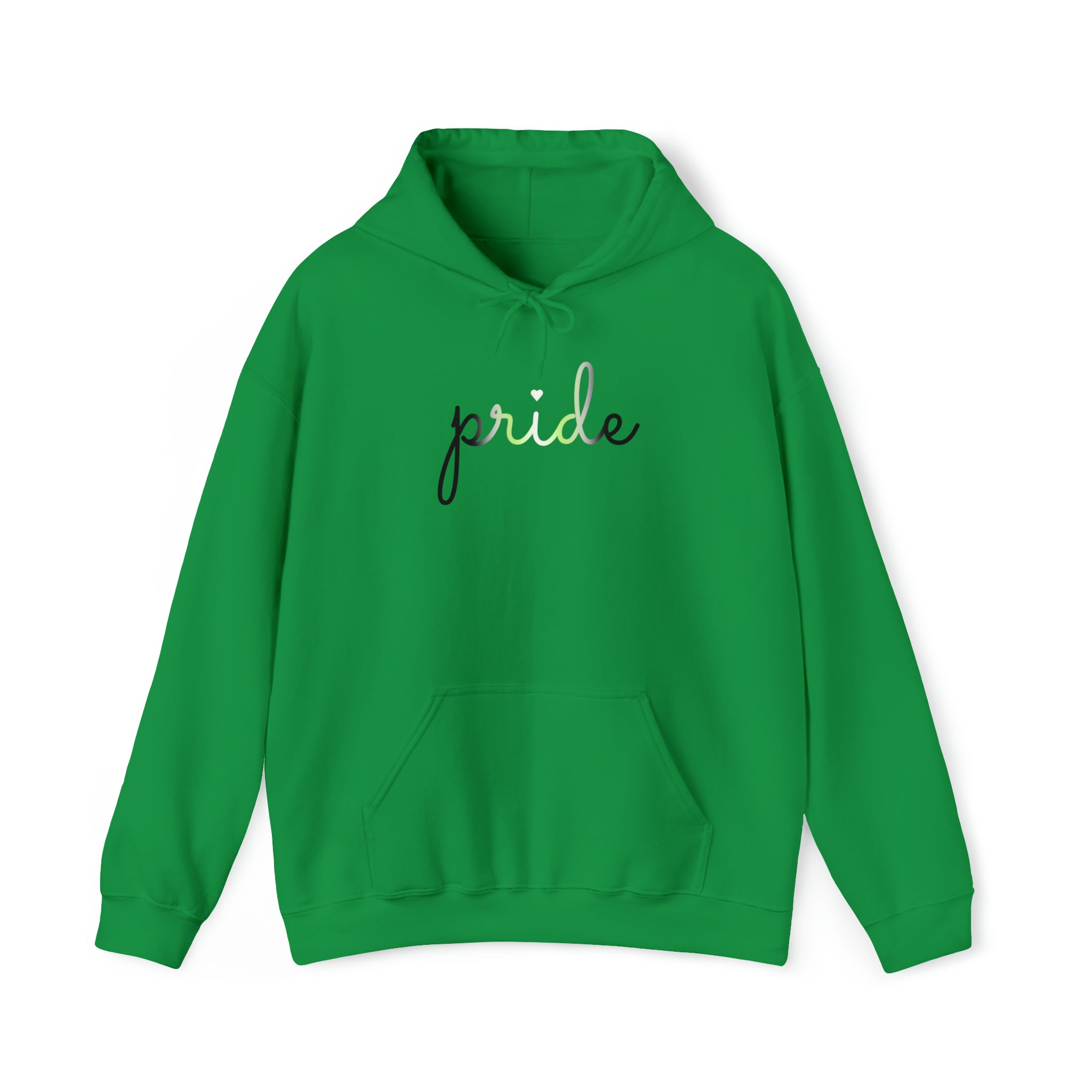 Agender Pride Hoodie: Flowing Cursive 'Pride' in Gradient Hues