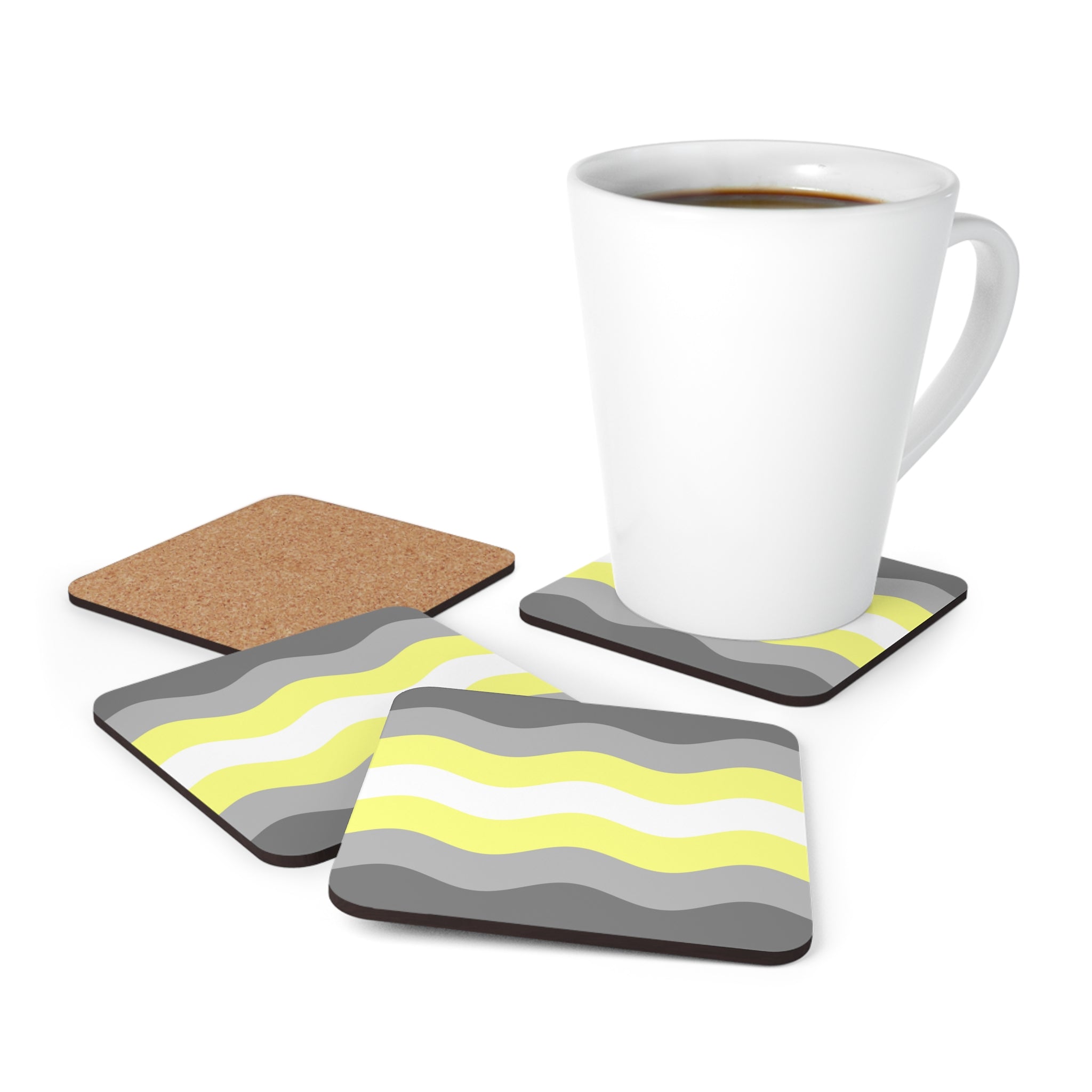 Demigender Flag Coaster Set: 4 Corkwood Ripple Drink Coasters
