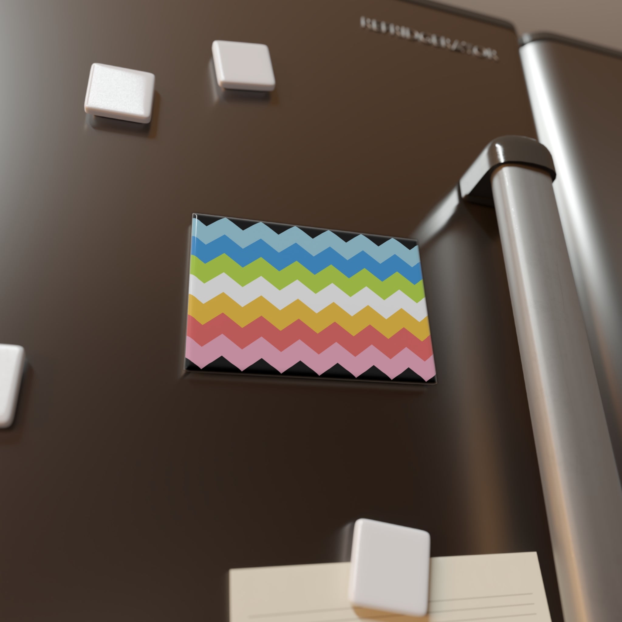 Queer Pride Flag Magnet: Wavey Rectangle Button for Fridge