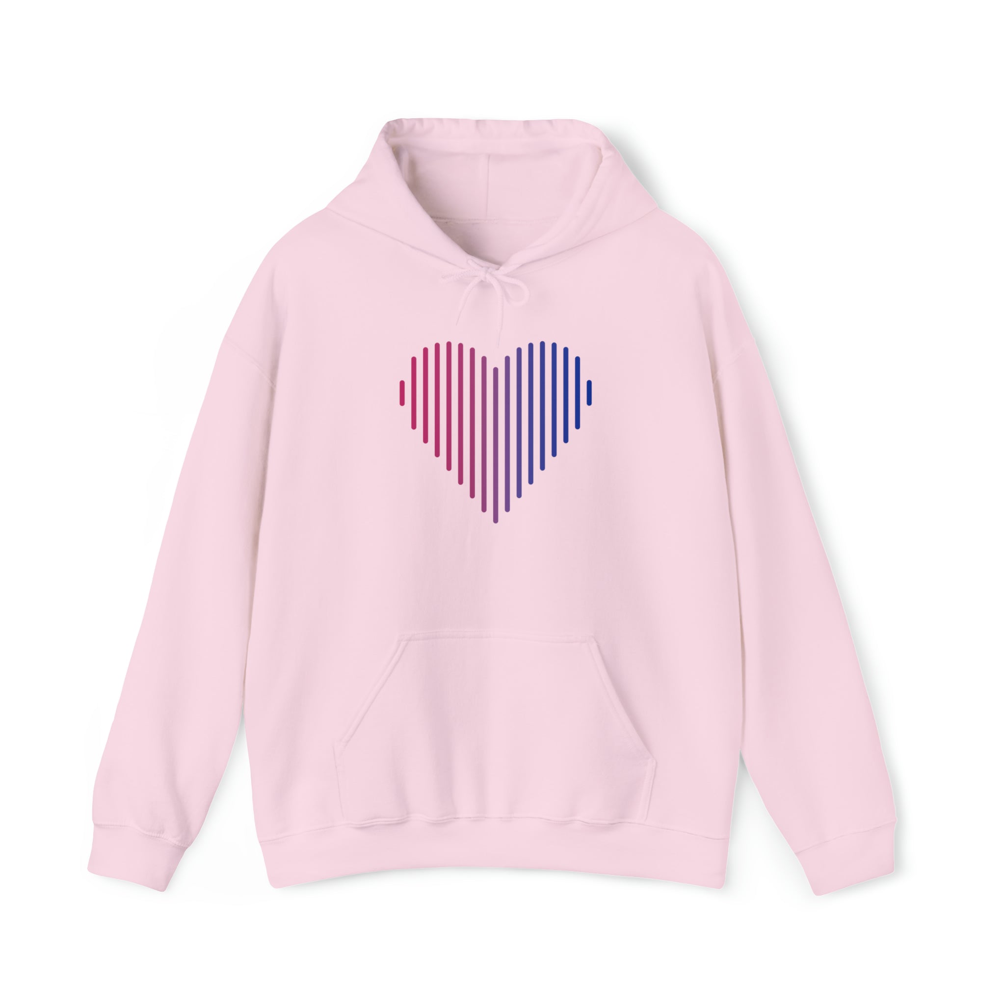 Bisexual Heart Lines Hoodie: Pride Gradient Sweater
