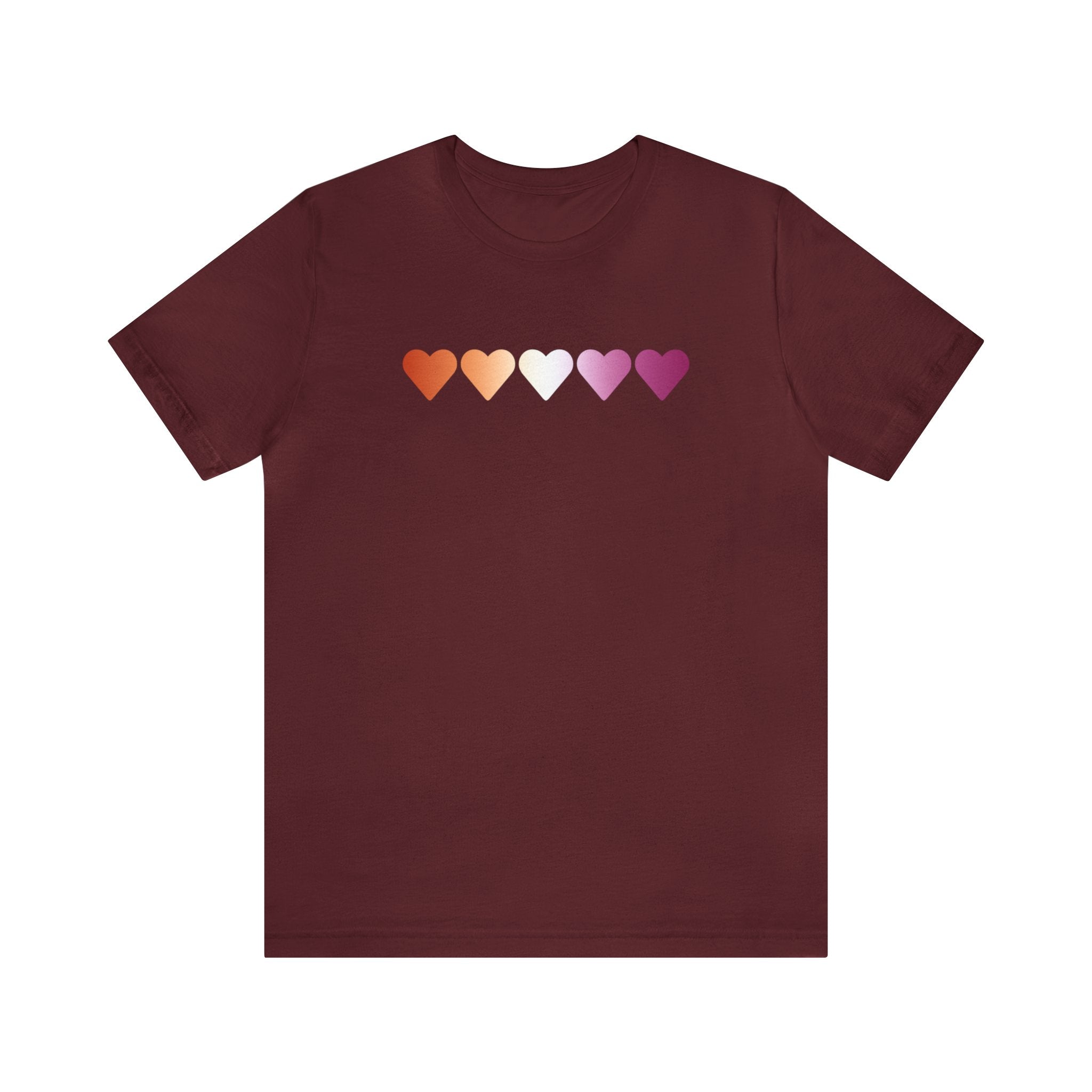 Lesbian Flag Hearts T-Shirt: Pride LGBTQ+ Gradient Design
