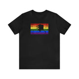 Alaska Pride Flag Tee: Rainbow LGBTQ+ State Silhouette Distressed Shirt