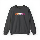 Lesbian Flag Hearts Sweatshirt: Pride LGBTQ+ Gradient Design
