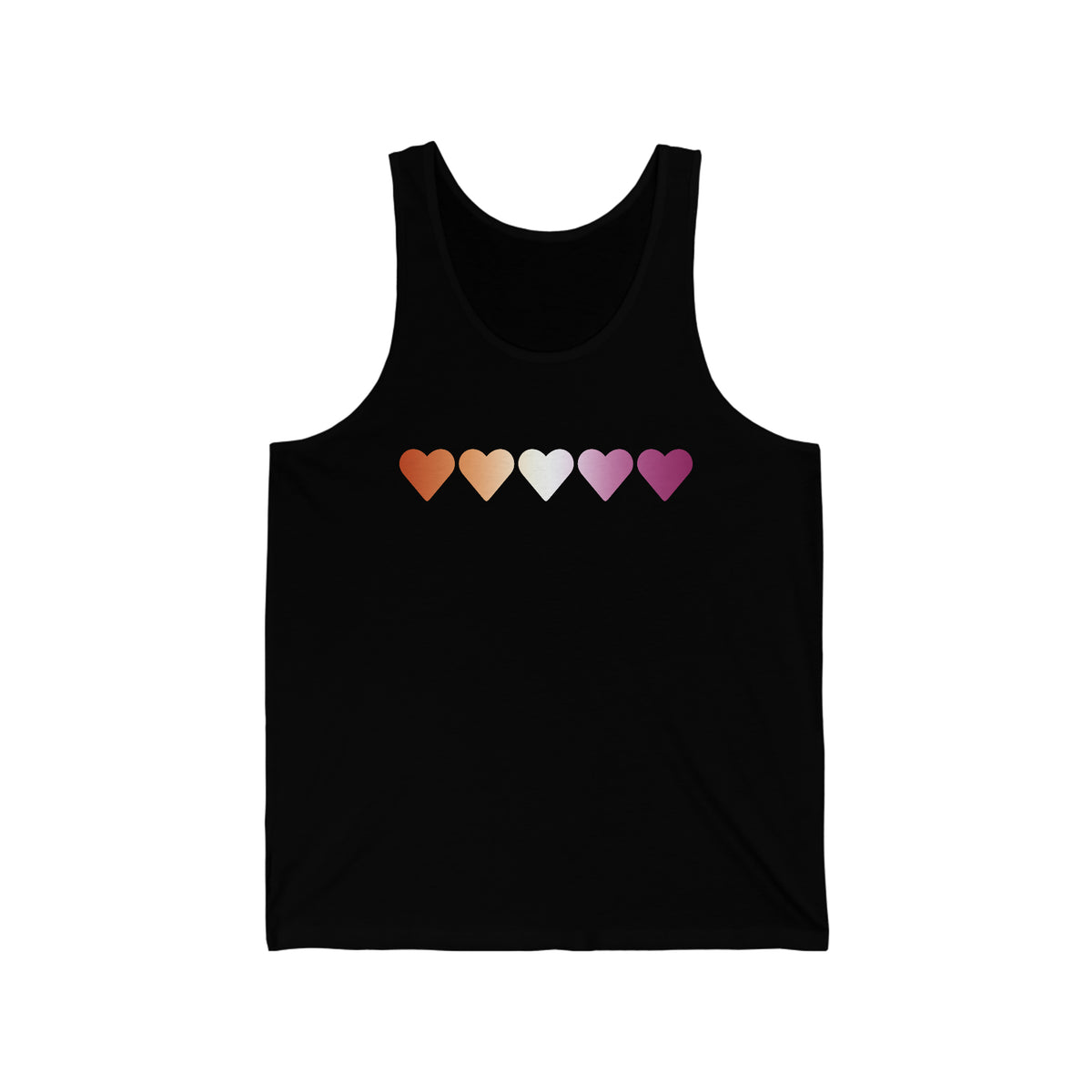 Lesbian Flag Hearts Tank-Top: Pride LGBTQ+ Gradient Design