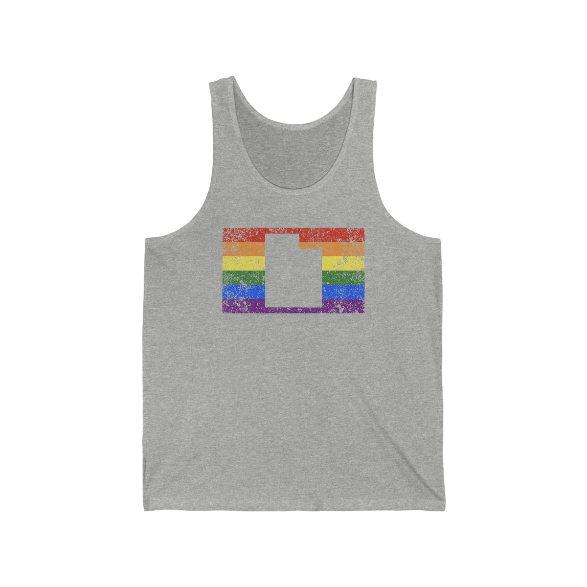 Utah Pride Flag Tank: Rainbow LGBTQ+ State Silhouette Distressed Tank-Top