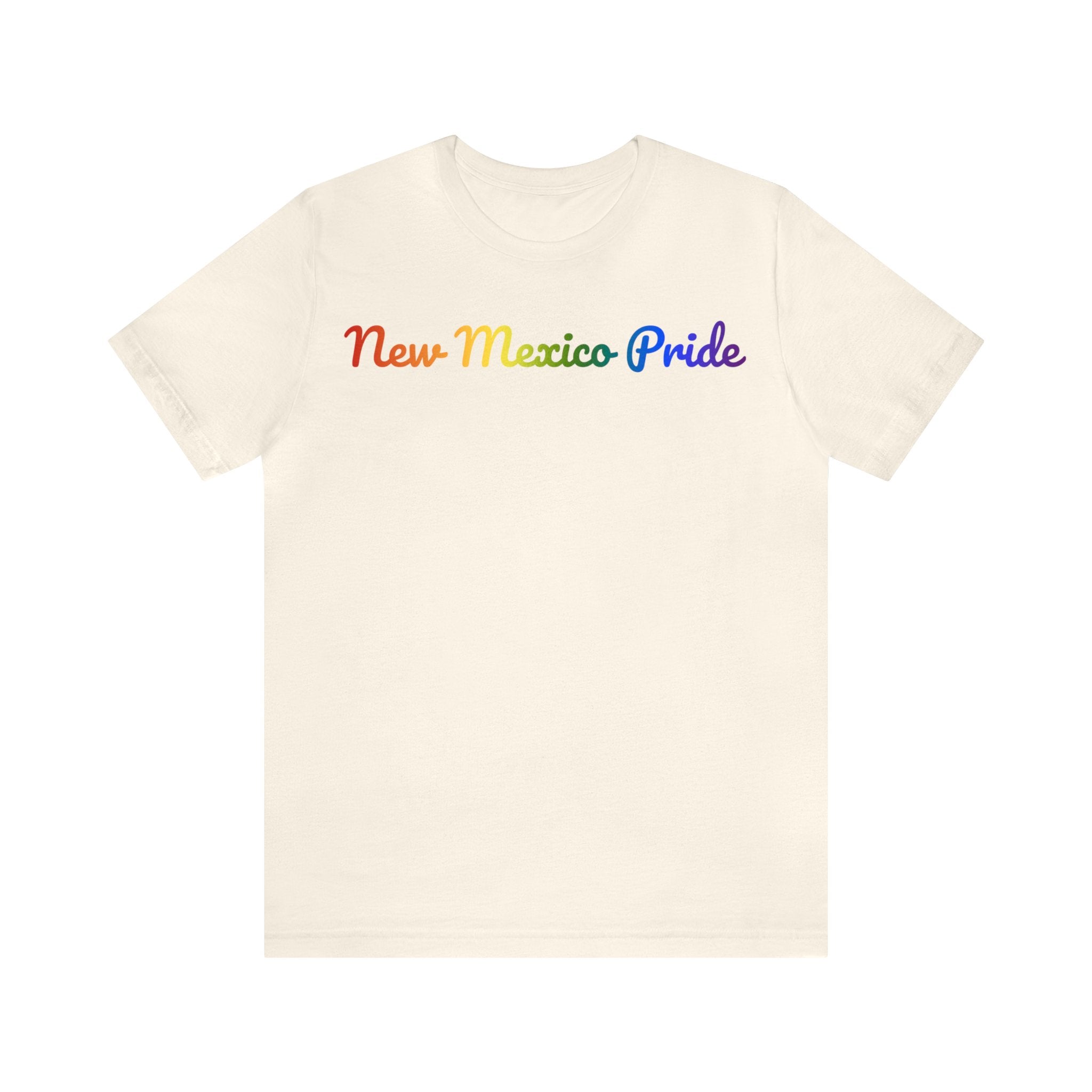 New Mexico Pride T-Shirt: Flowing Cursive Design with LGBTQ+ Gradient