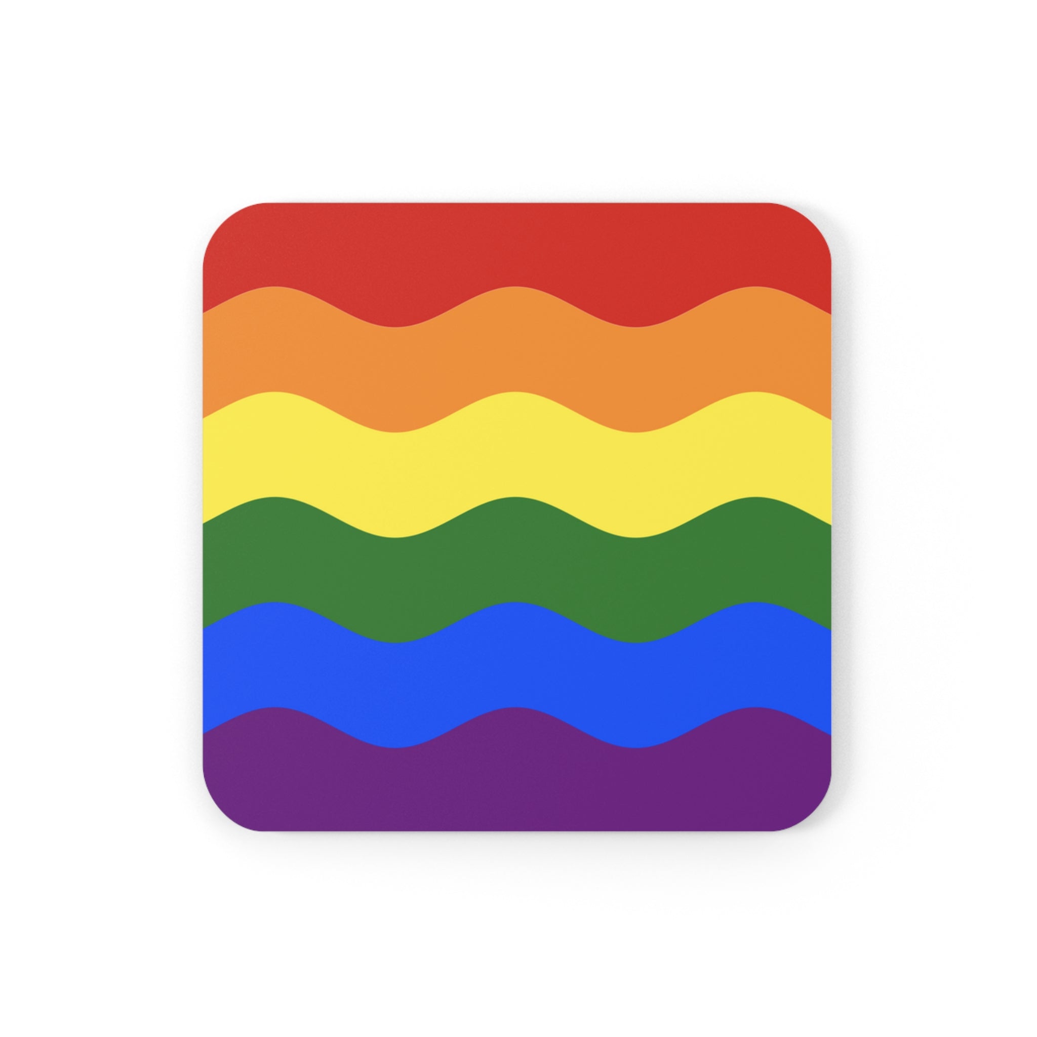 Pride Flag Coaster Set: 4 Corkwood Ripple Drink Coasters