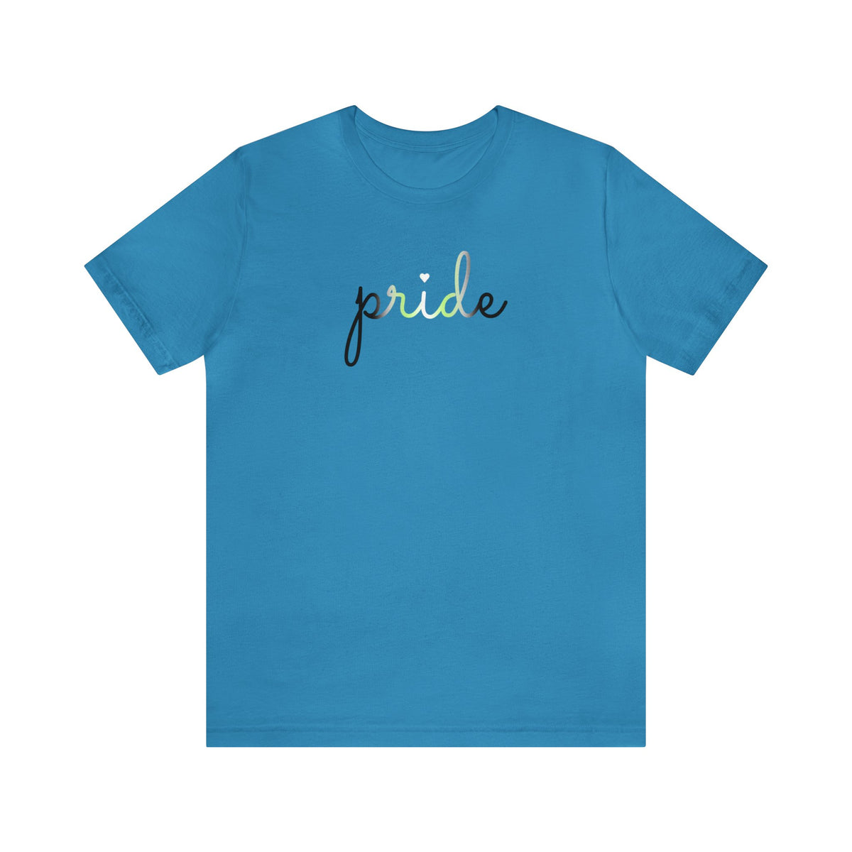 Agender Pride T-Shirt: Flowing Cursive 'Pride' in Gradient Hues