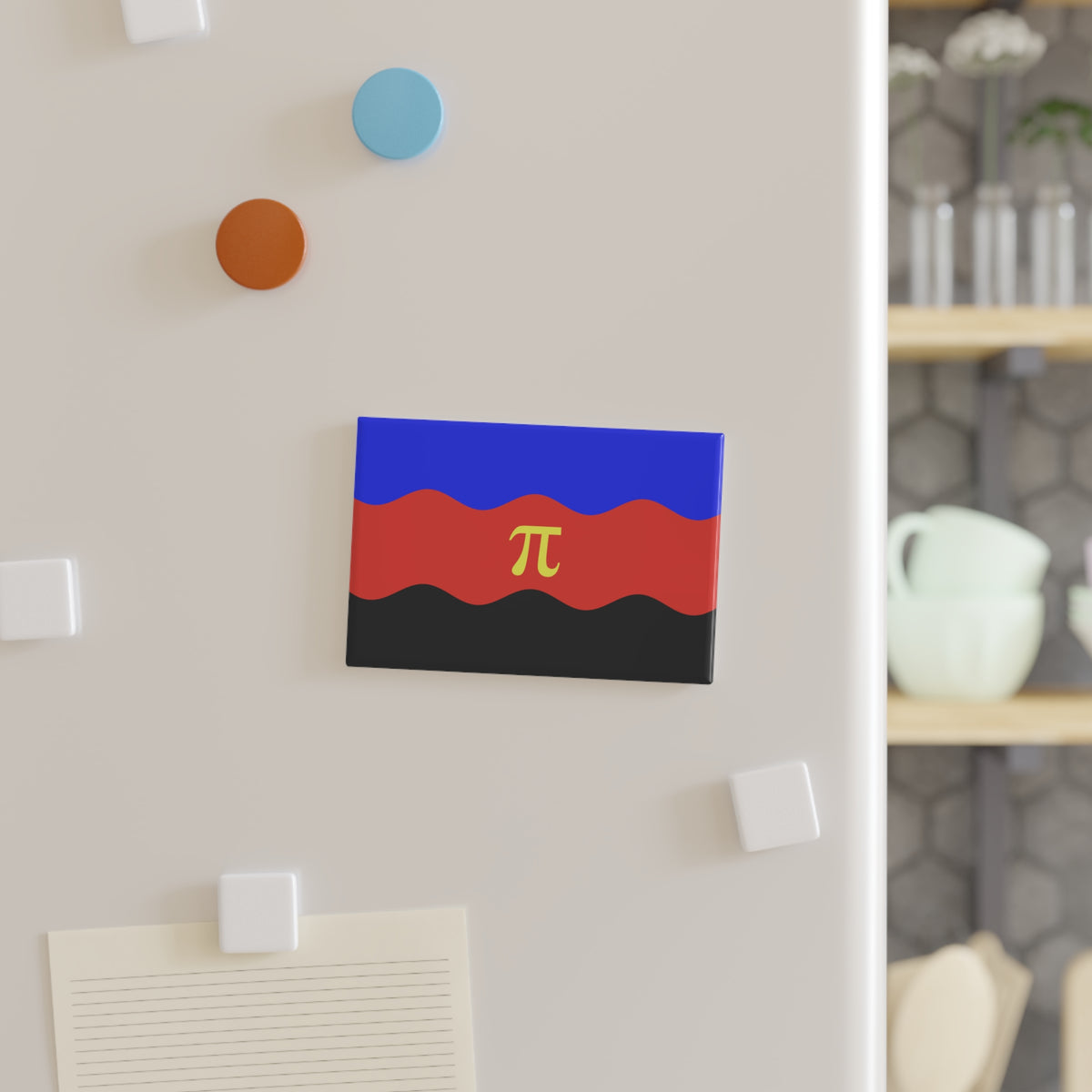 Polyamory Pride Flag Magnet: Ripple Rectangle Button for Fridge