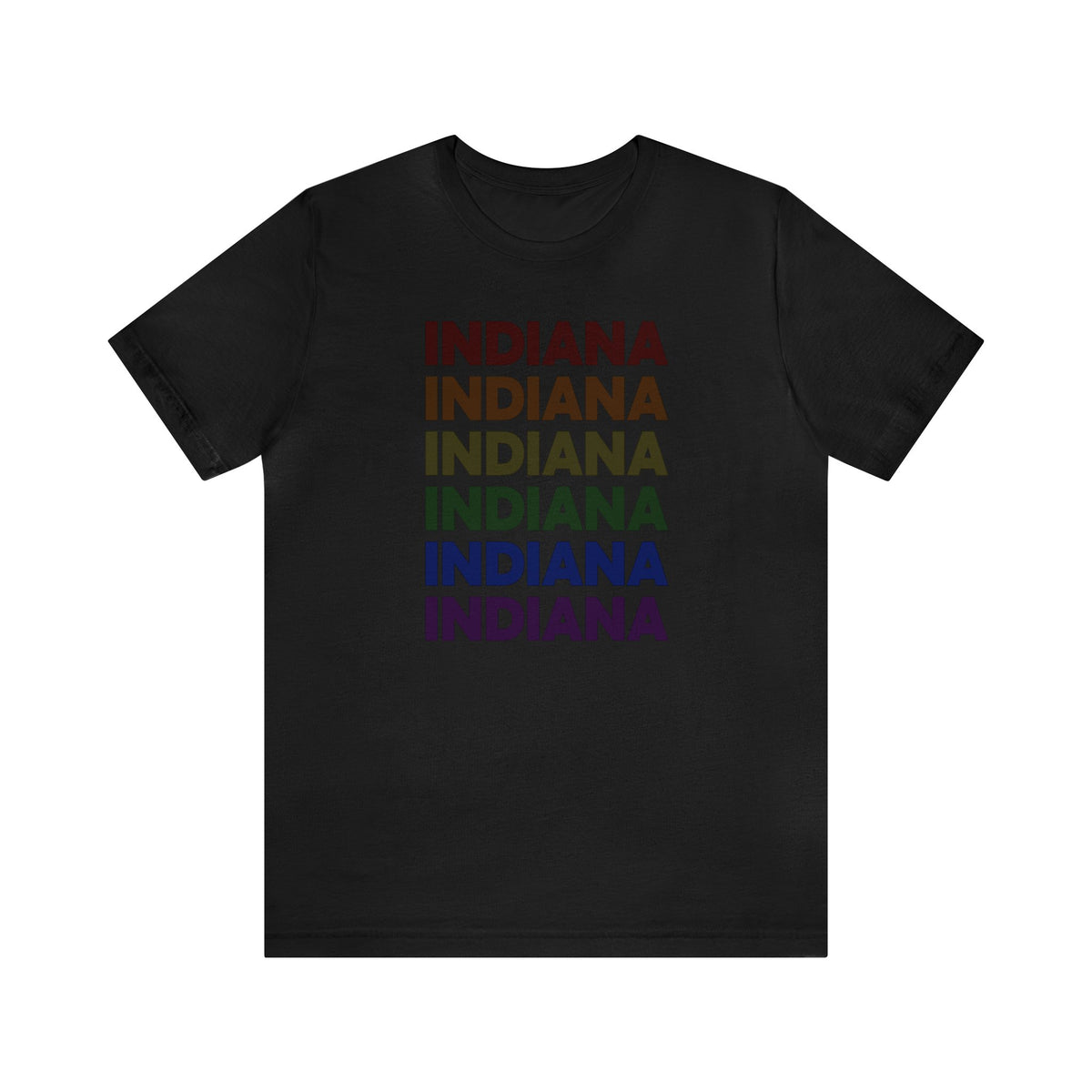 Indiana LGBTQ+ Pride Flag, Faded Black T-Shirt
