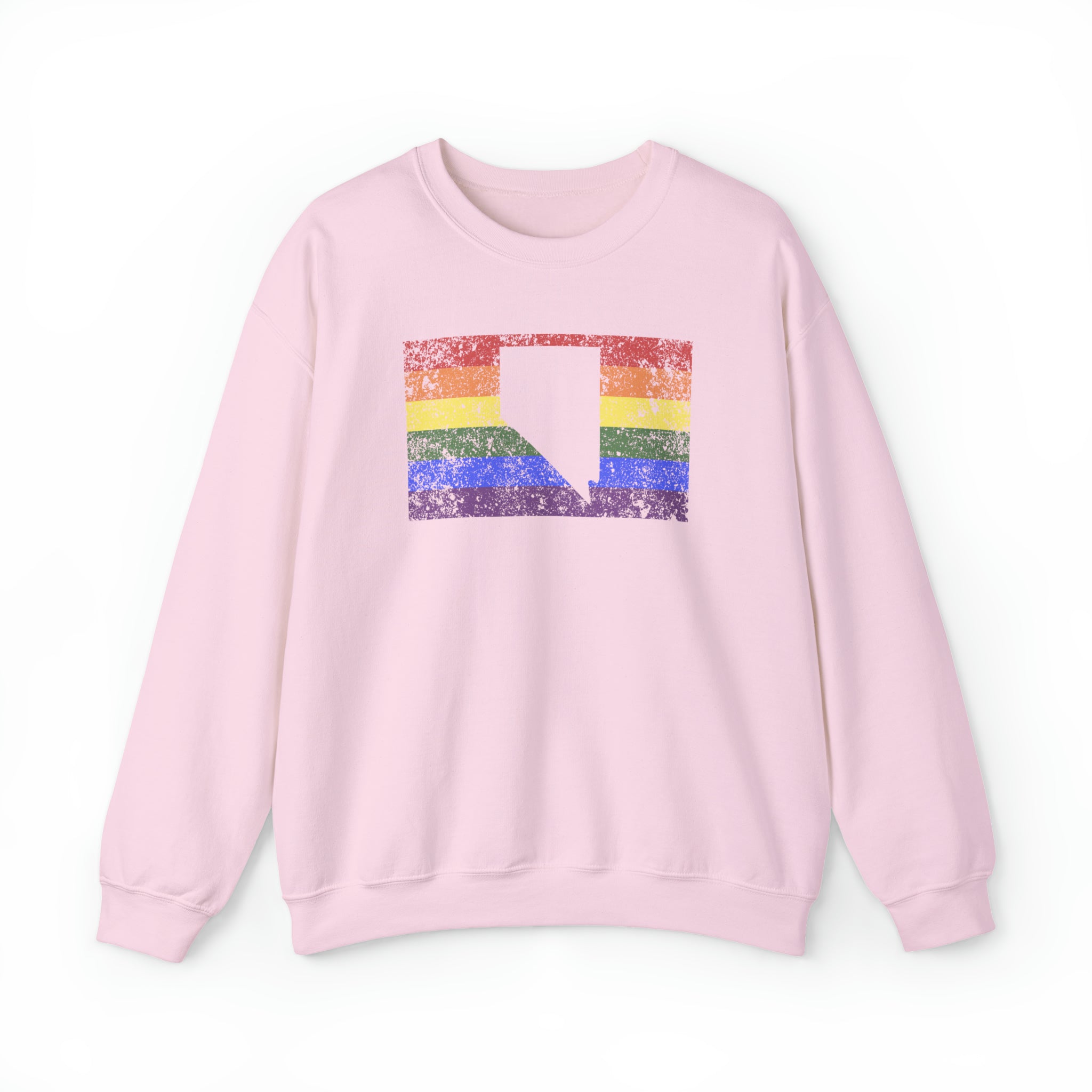 Nevada Pride Flag Sweater: Rainbow LGBTQ+ State Silhouette Distressed Sweatshirt