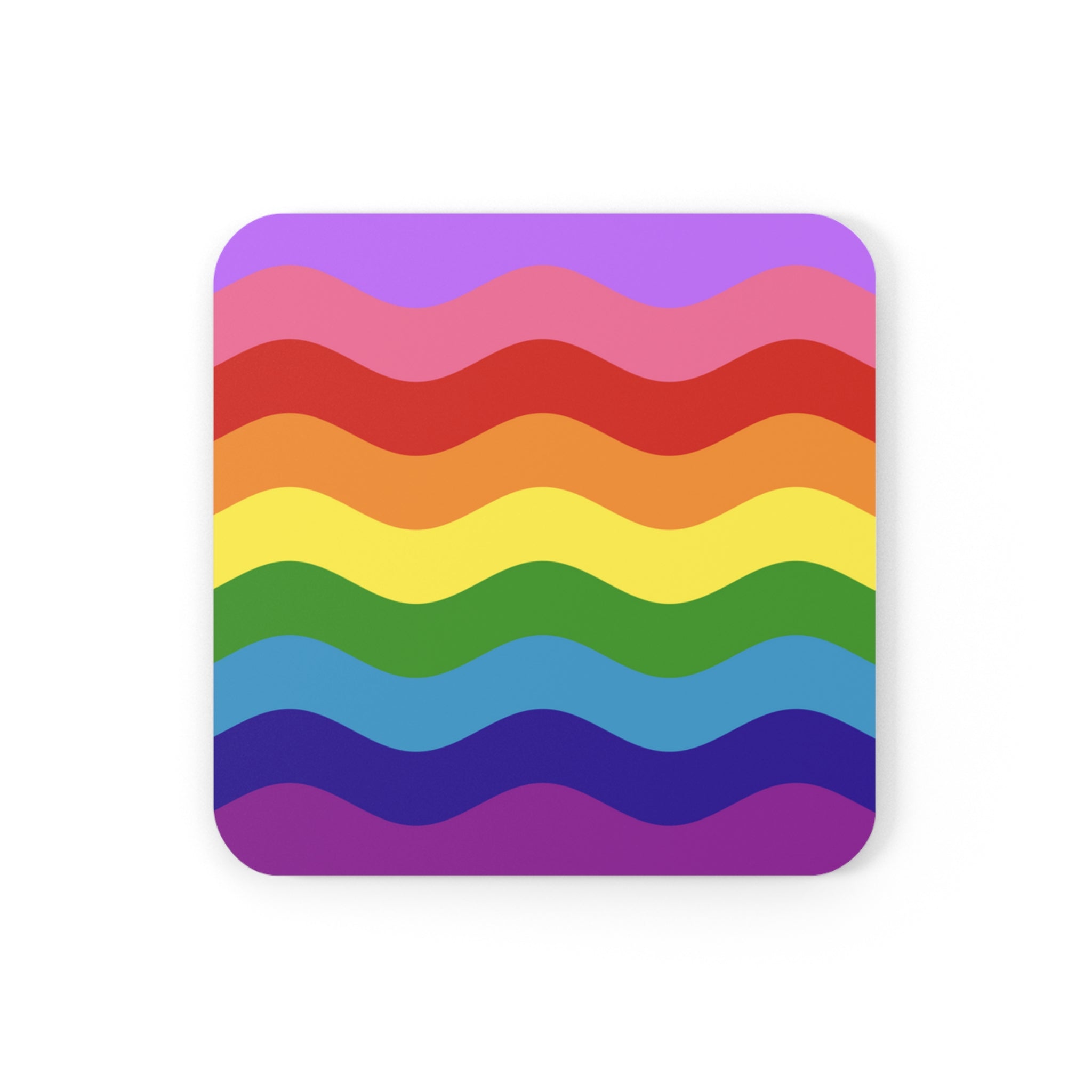 LGBTQ+ Flag Coaster Set: 4 Corkwood Ripple Drink Coasters