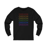 Oregon LGBTQ+ Pride Flag, Faded Black Long Sleeve Tee
