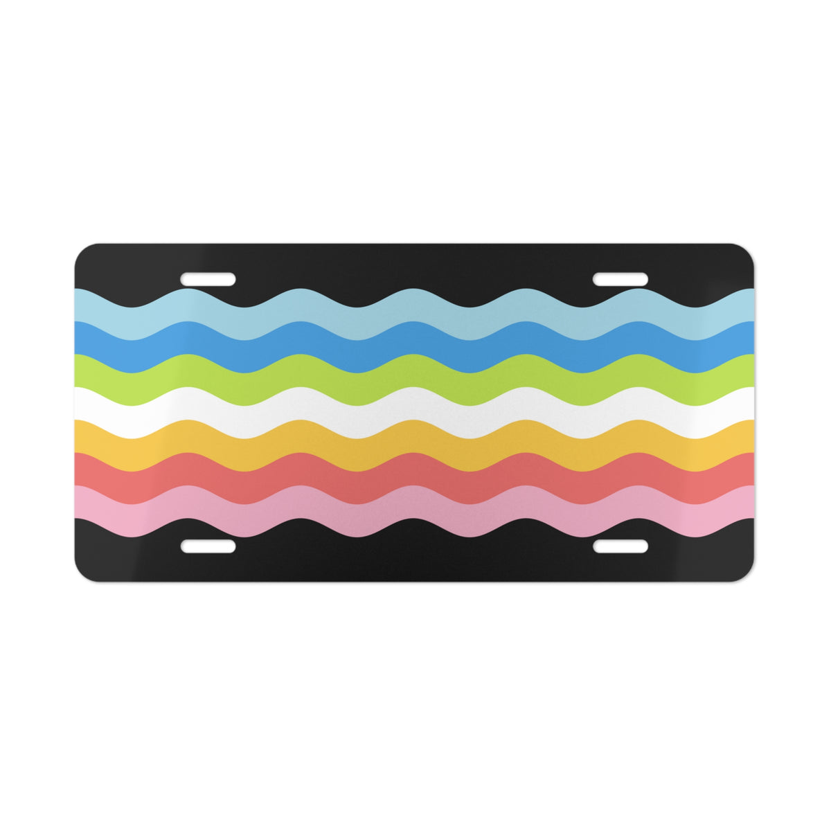 Queer Pride Flag Ripple Vanity License Plate: Wavey Design for Cars