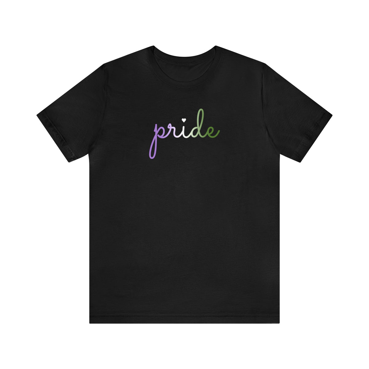 Genderqueer Pride T-Shirt: Flowing Cursive 'Pride' in Gradient Hues