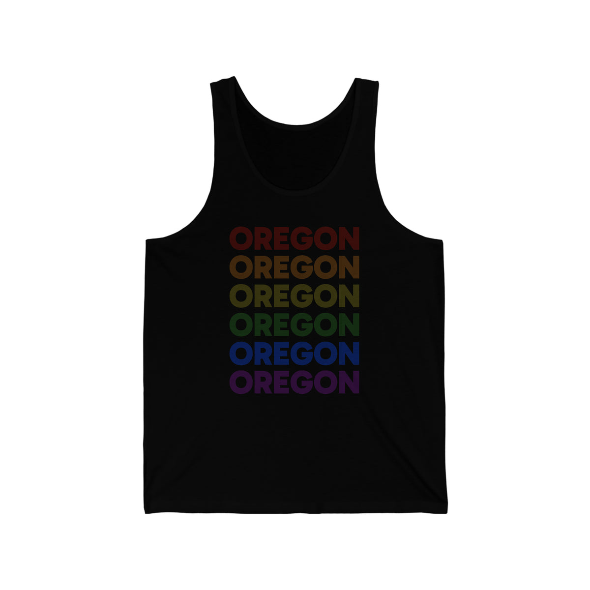 Oregon LGBTQ+ Pride Flag, Faded Black Tank-Top