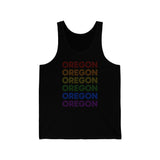 Oregon LGBTQ+ Pride Flag, Faded Black Tank-Top