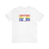 New Hampshire Pride Flag Tee: Rainbow LGBTQ+ State Silhouette Distressed Shirt