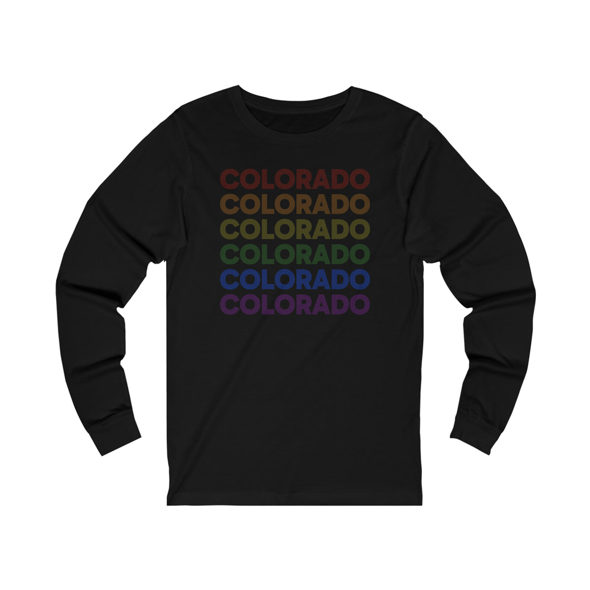 Colorado LGBTQ+ Pride Flag, Faded Black Long Sleeve Tee