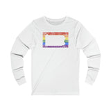Pennsylvania Pride Flag Long Sleeve Tee: Rainbow LGBTQ+ State Silhouette Distressed Long Sleeve T-Shirt