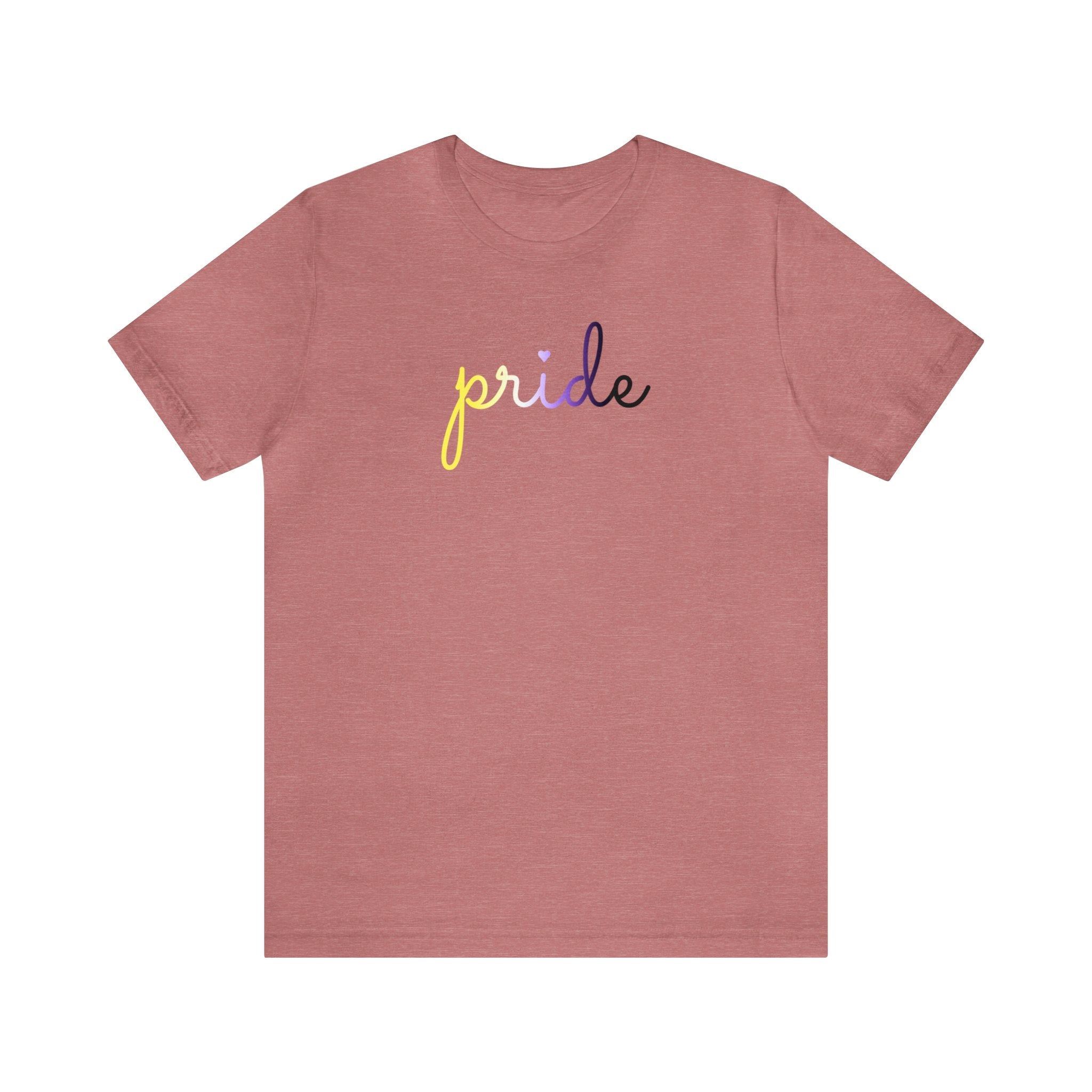 Nonbinary Pride T-Shirt: Flowing Cursive 'Pride' in Gradient Hues