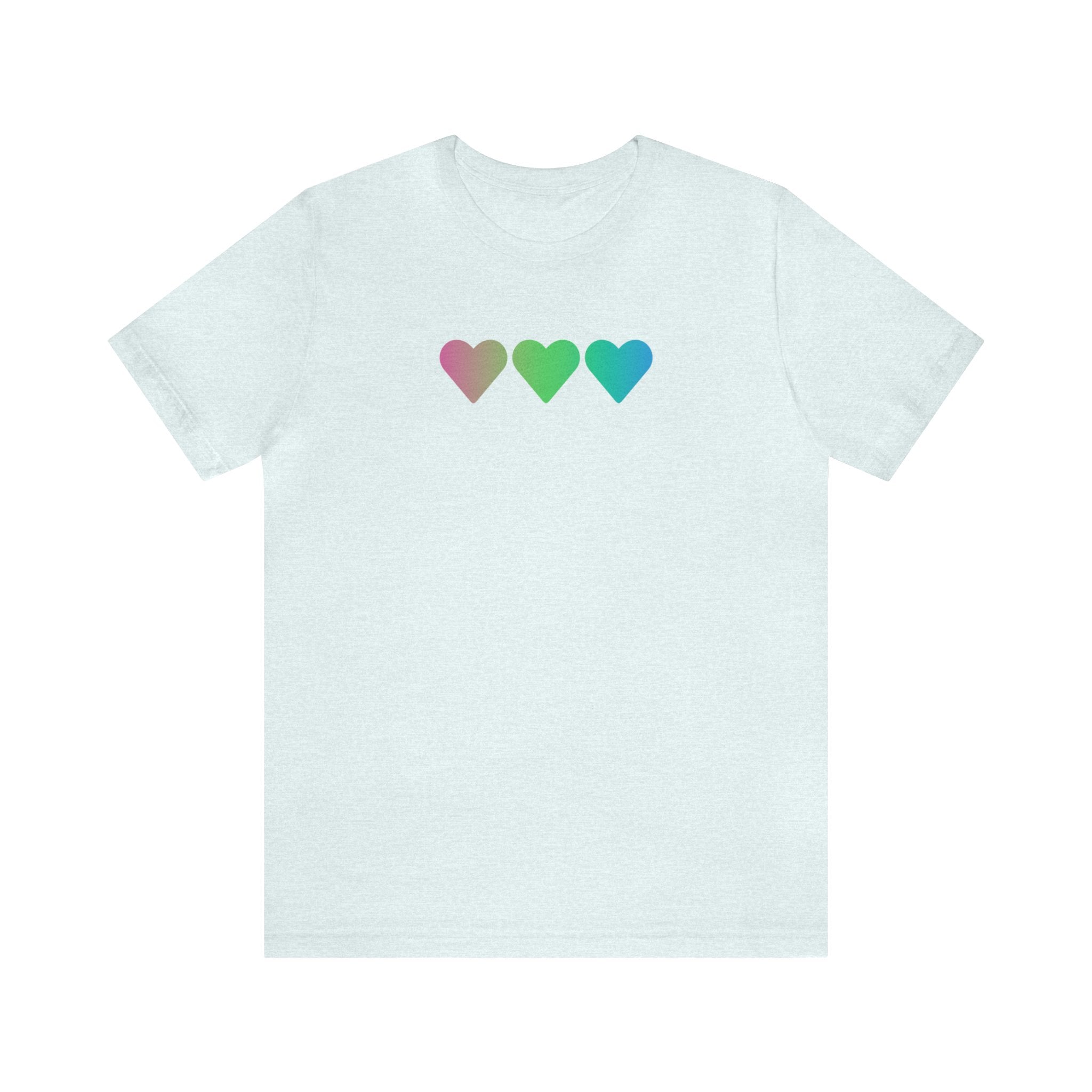 Polysexual Flag Hearts T-Shirt: Pride LGBTQ+ Gradient Design