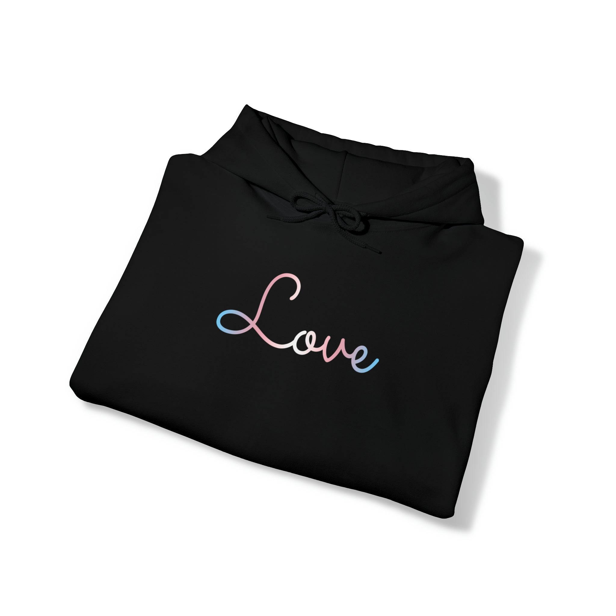 Transgender Love Script Hoodie: Subtly Elegant Pride Sweatshirt