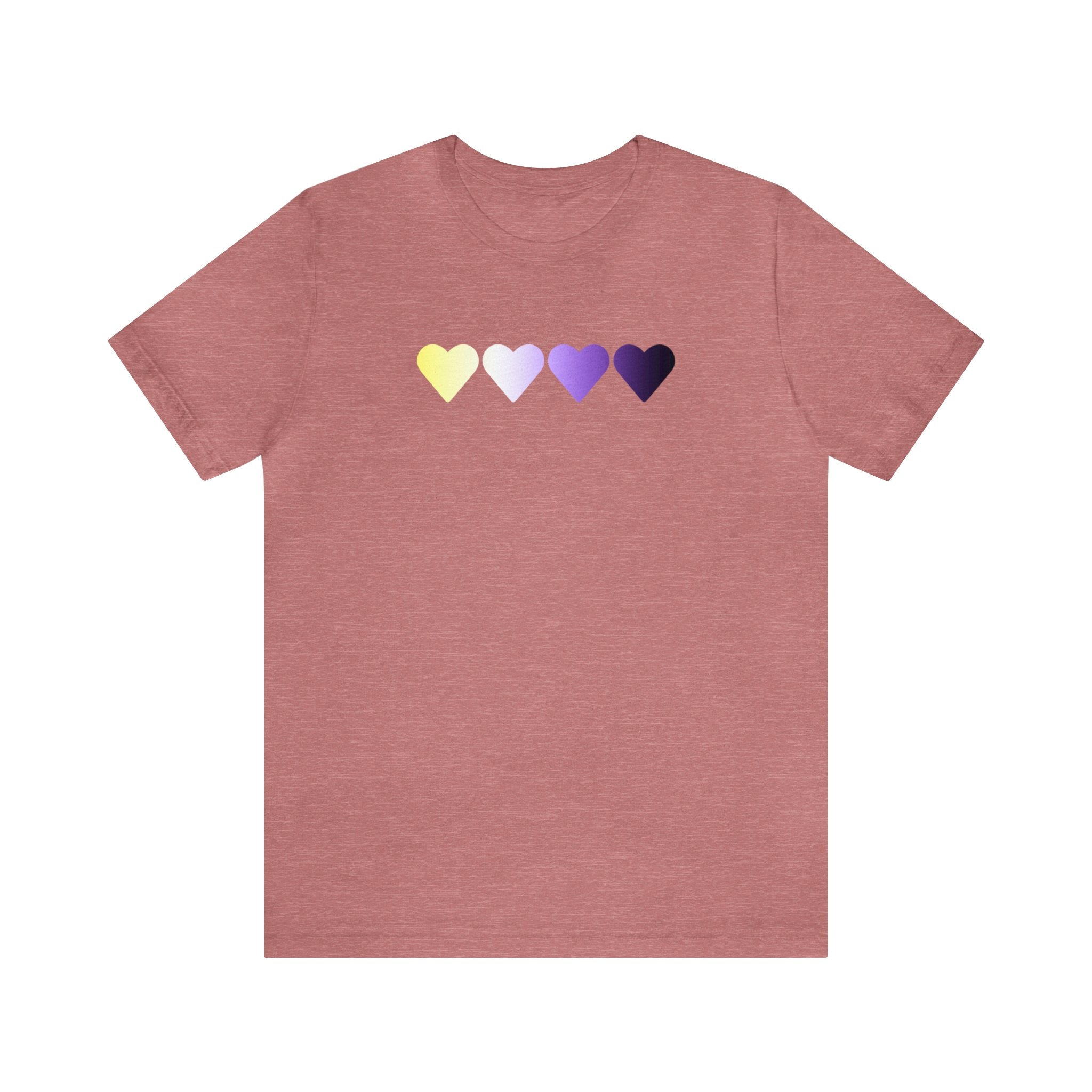 Nonbinary Flag Hearts T-Shirt: Pride LGBTQ+ Gradient Design
