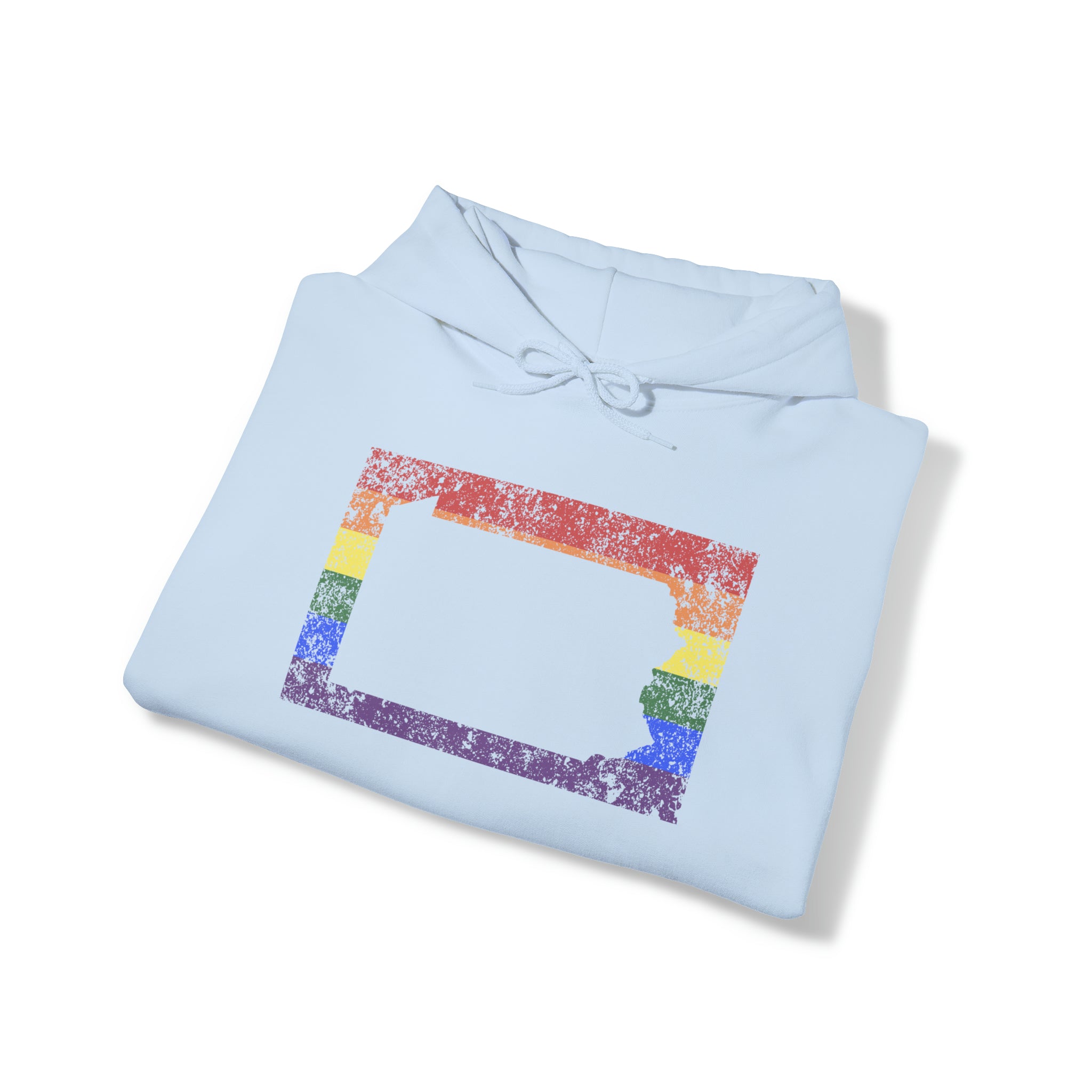 Pennsylvania Pride Flag Hoodie: Rainbow LGBTQ+ State Silhouette Distressed Hooded Sweatshirt