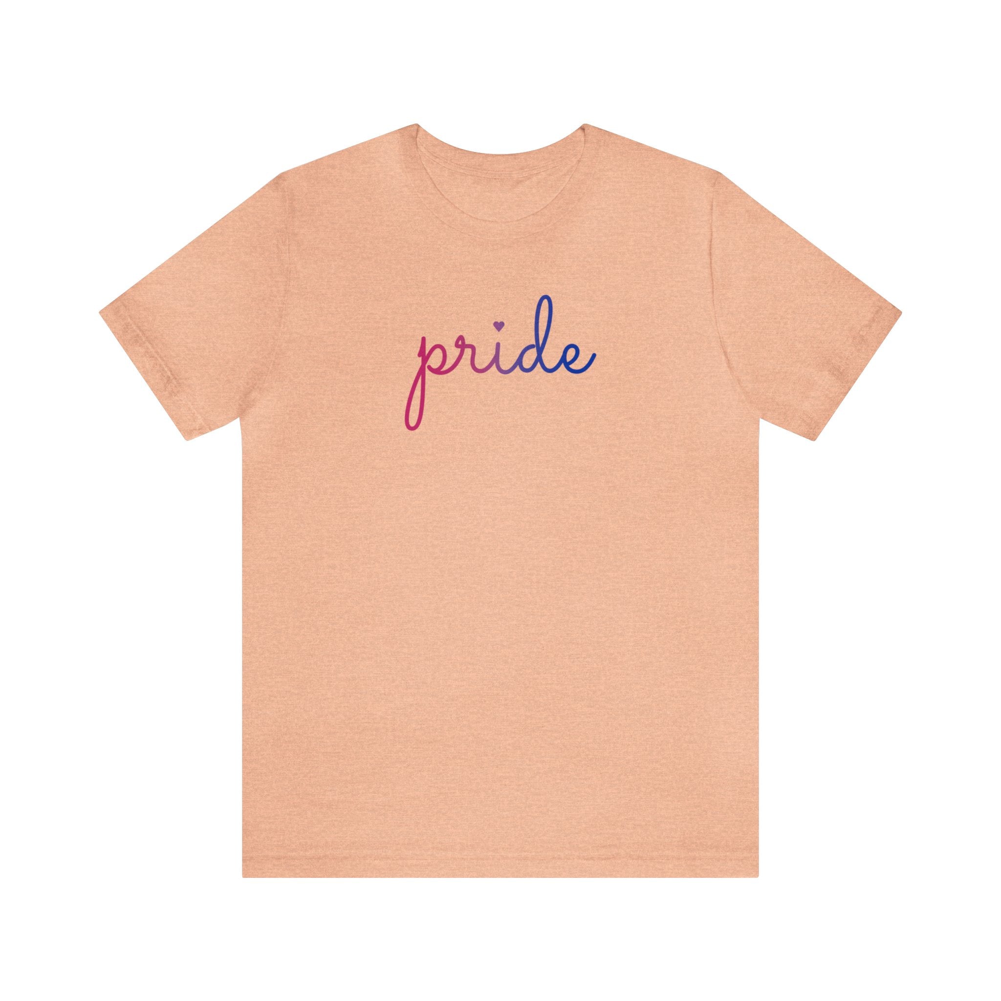 Bisexual Pride T-Shirt: Flowing Cursive 'Pride' in Gradient Hues