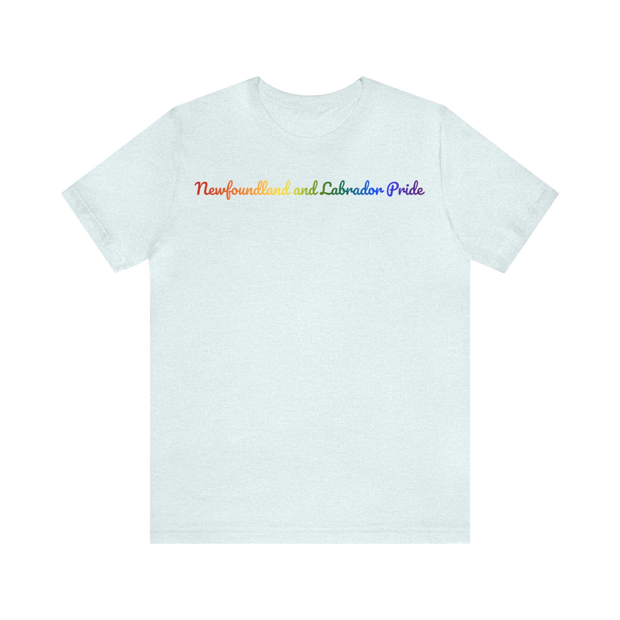 Newfoundland and Labrador Pride T-Shirt: Flowing Cursive Design with LGBTQ+ Gradient