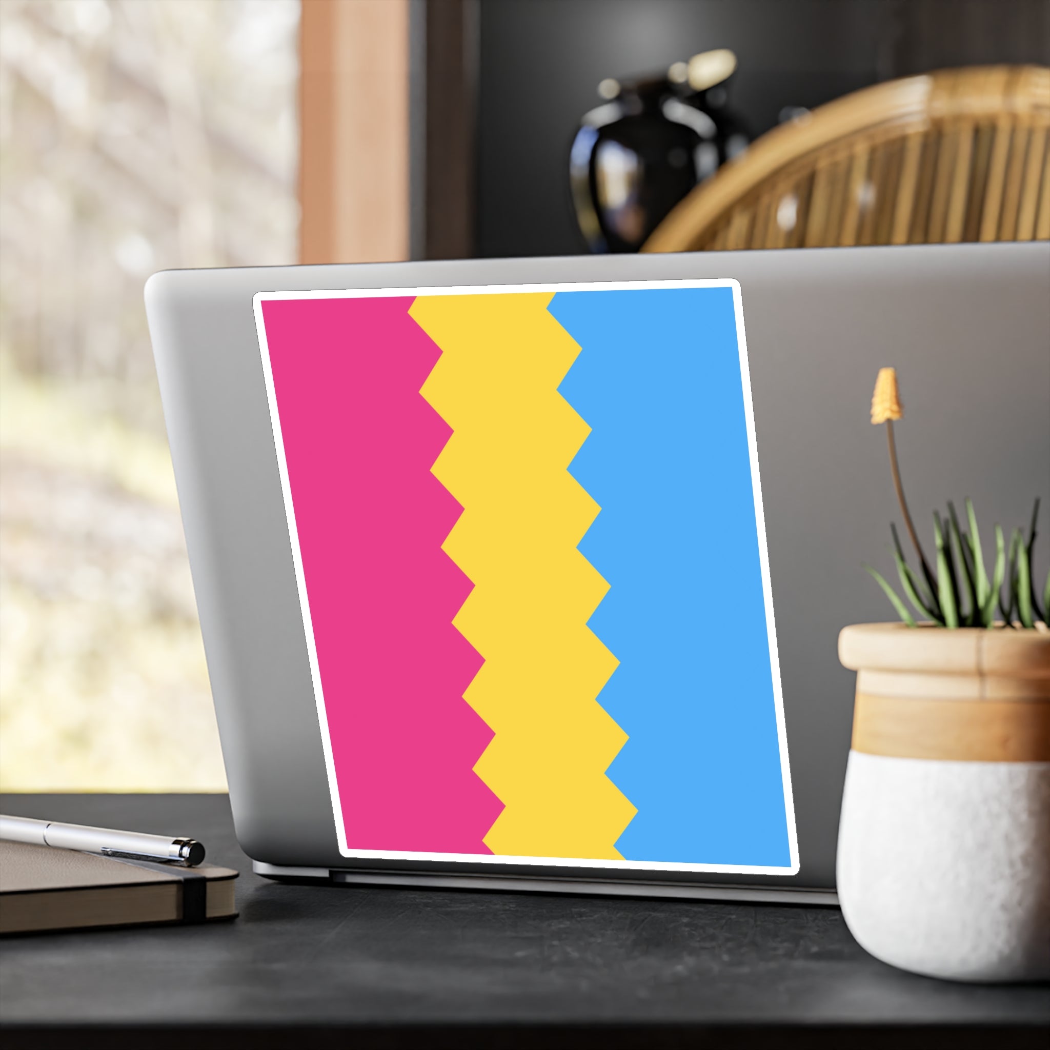 Pansexual Flag Wavey Decal: Sharp Pride Sticker