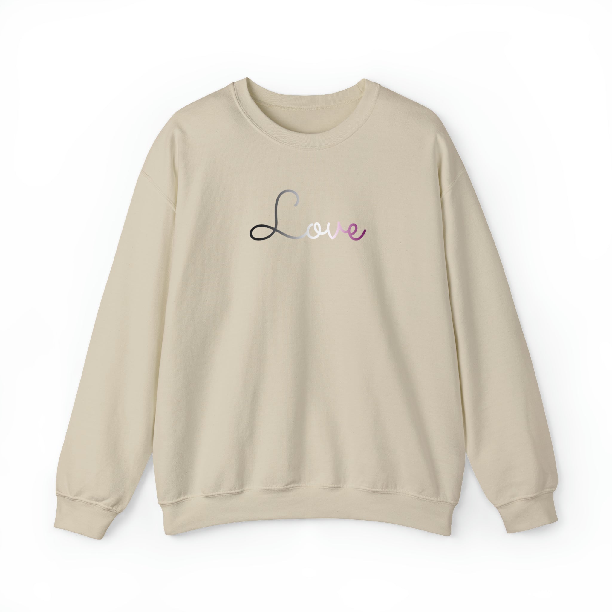 Asexual Love Script Sweatshirt: Subtly Elegant Pride Sweater