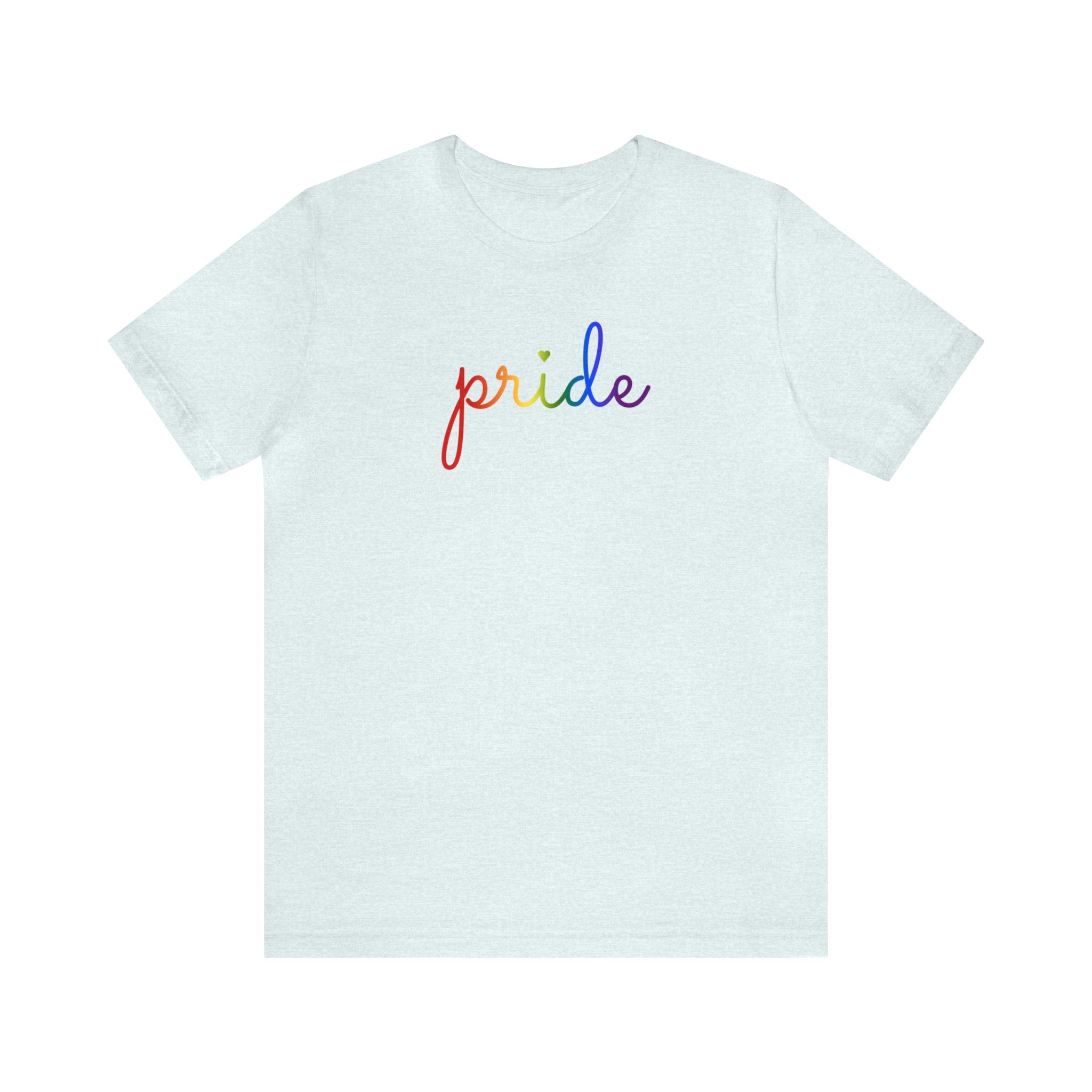 Pride T-Shirt: Flowing Cursive 'Pride' in Gradient Hues