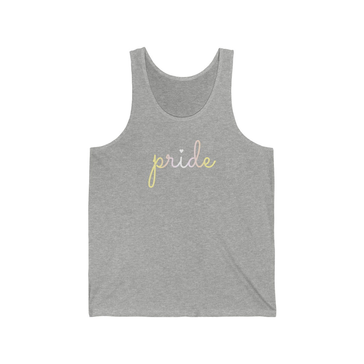 Pangender Pride Tank-Top: Flowing Cursive 'Pride' in Gradient Hues