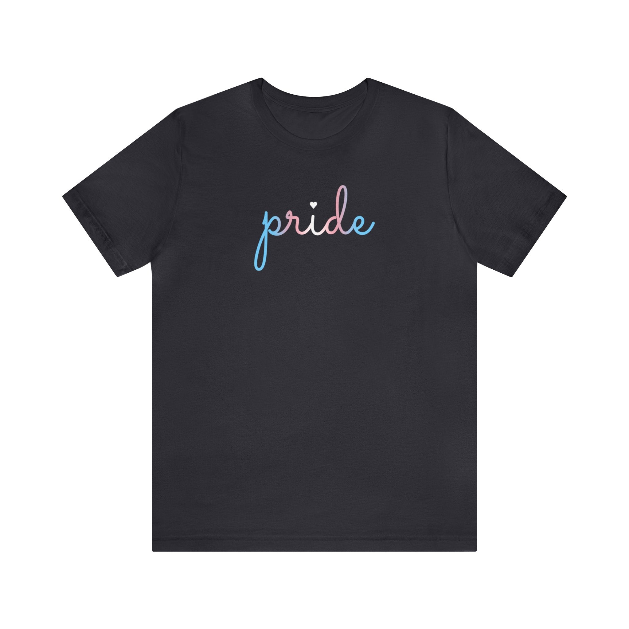 Transgender Pride T-Shirt: Flowing Cursive 'Pride' in Gradient Hues