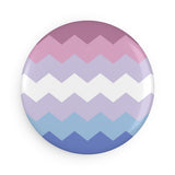 Bigender Pride Flag Magnet: Wavey Round Button for Fridge