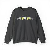 Demigender Flag Hearts Sweatshirt: Pride LGBTQ+ Gradient Design