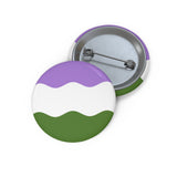 Genderqueer Pride Flag Pin: Round Button with Wavey Design