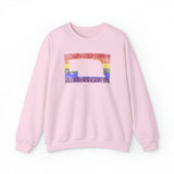 Nebraska Pride Flag Sweater: Rainbow LGBTQ+ State Silhouette Distressed Sweatshirt