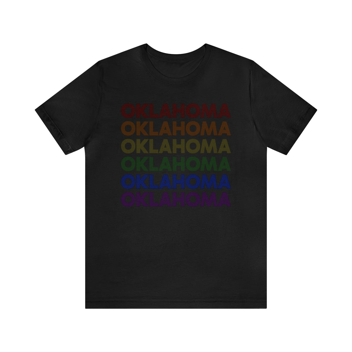 Oklahoma LGBTQ+ Pride Flag, Faded Black T-Shirt
